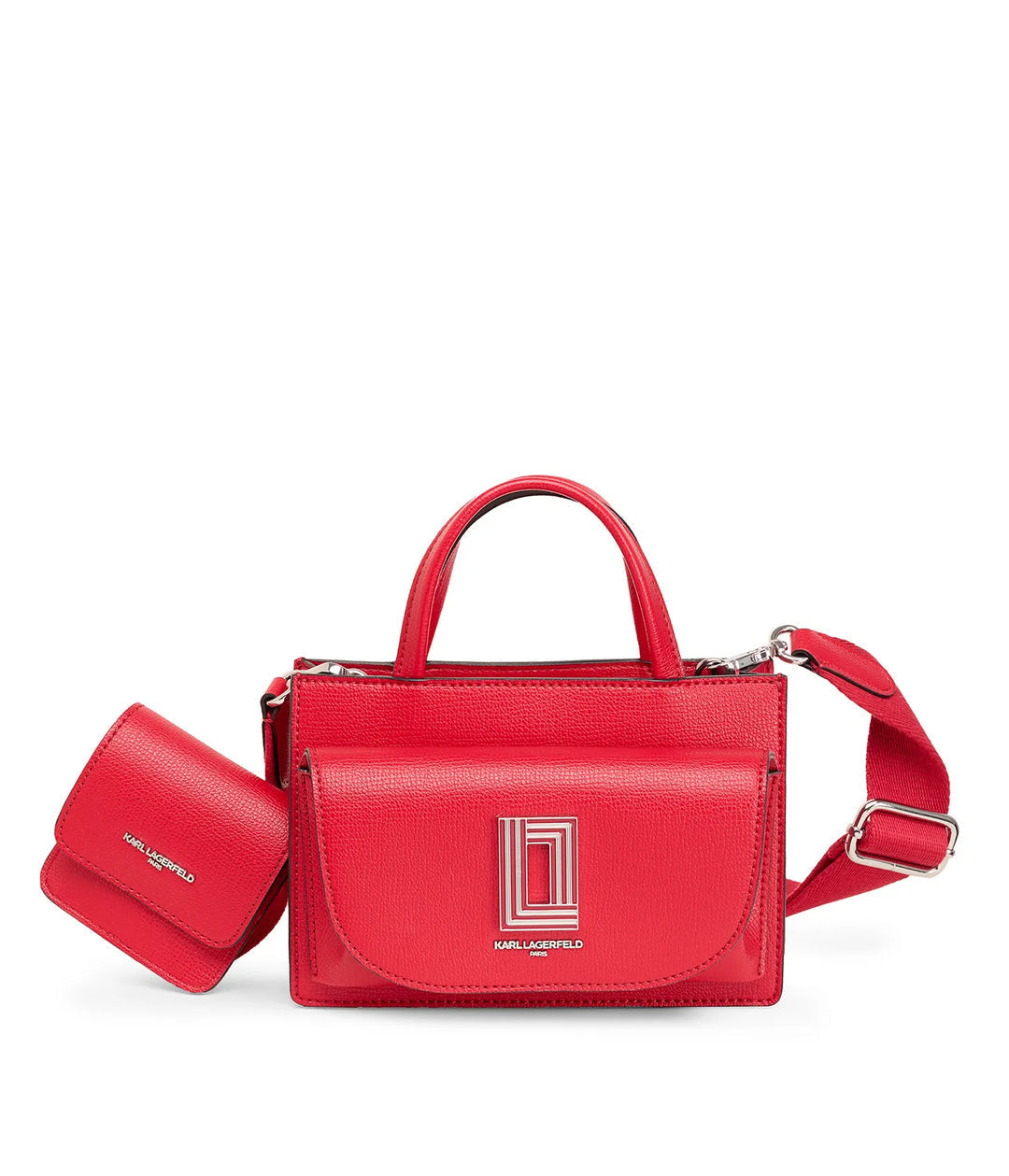 Karl Lagerfeld Simone Crossbody With Strap Pouch - Crimson